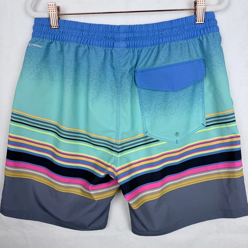 Hurley Phantom Board Shorts Mens S Blue Stripe Swim Trunks Surf Beach Stretch